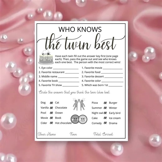Who Knows the Twin Best, How Well Do You Know the Birthday Twin, Twin Birthday Questionnaire Activity, Printable Birthday Game Icebreaker - Etsy