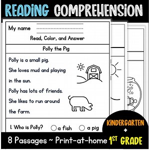 Read, Color & Answer - Reading Comprehension Passages for Early Readers | PDF Download for Kindergarten and 1st Grade - Etsy