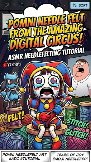 Pomni needle felt art from The Amazing Digital Circus