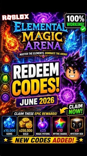 Roblox Elemental Magic Arena Codes | Elemental Magic Arena Redeem Codes