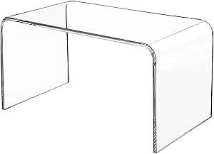 Premium 32" Acrylic Coffee Table,No Assembly Clear Lucite Coffee Table for Living Room, Rectangle Plexiglass Center Waterfall Table,Supports 200 LBS,32"x16"x16",0.6" Thick Fit for 2 Seat Sofa