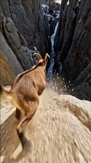 Mountain Goat Escapes “LEOPARD ATTACK!” on Vertical Cliff 😱 Insane Survival Chase POV #viral #short