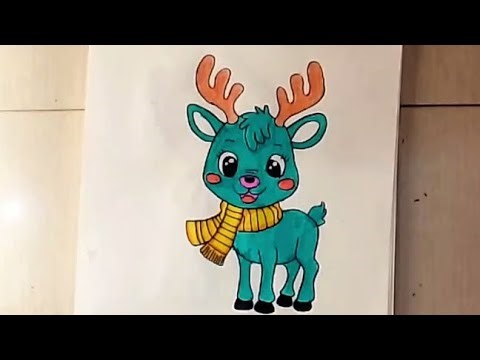 Cute Baby Deer Drawing 🦌 | Easy Cartoon Animal Art | Color Pencil Drawing