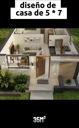 Vivir cómodamente en 5x7 metros: diseño y plano de casa