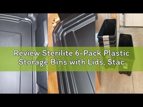 Review Sterilite 6-Pack Plastic Storage Bins with Lids, Stackable Containers, 4 Gallon, Black