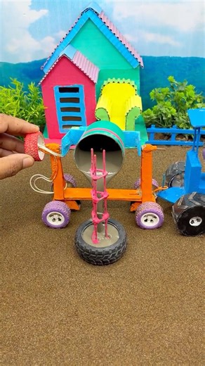 😱 Amazing Mini Tractor Making Cement Pillar | DIY Real Working Construction Machine Project #shorts