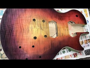 DIY Les Paul Guitar Kit Part 1:(review and staining with dye)