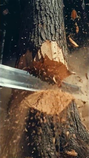 Giant Tree Cut in Slow Motion 😳 | Ultra Satisfying & Dangerous | #satisfying