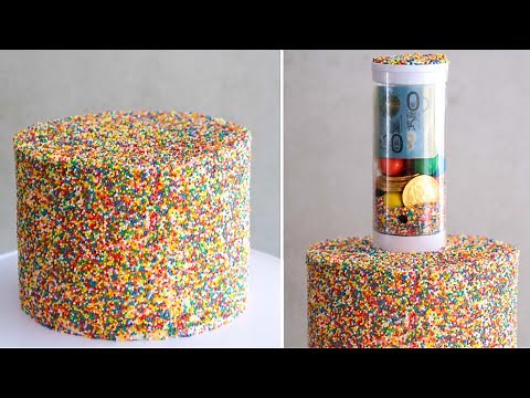 Rainbow Sprinkle Explosion Surprise Cake Tutorial Using the Popping Stand