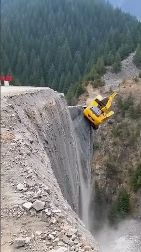 Disaster on the Mountain — Excavators Collapse Down a Cliff! 🚧