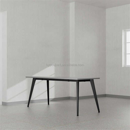 Modern 1.5M Small Dining Table Simple Rectangular Metal Concrete Minimalist Design for Home Hotel Indoor and Outdoor