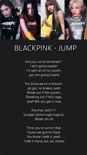 Blackpink Jump Lyrics #blackpink #blink #jennie #lisa #rose #jisoo #lyrics #ygentertainment