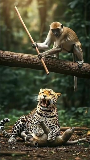 “Leopard in Trouble 🐆 Monkey’s Stick Power” Animation Entertainment #aianimationshorts