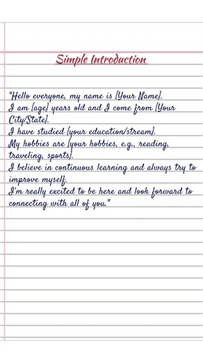 Simple Introduction for class & interview || english Introduction #interview