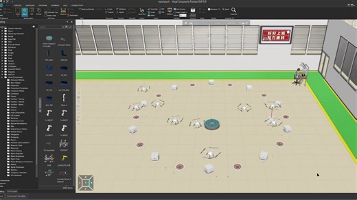 VisualComponents仿真软件四轴旋翼无人机动作模拟。