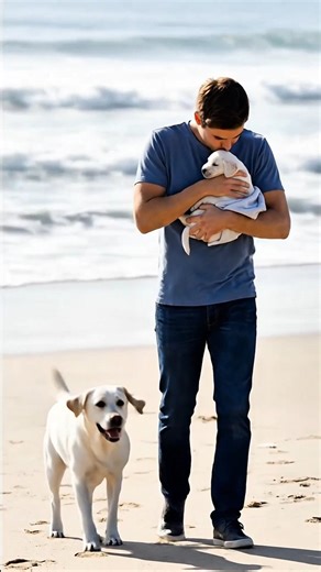 🐶Labrador Retriever Father Saves Puppy with Kind Man's Help#dog #labrador #goldenretriever #animal