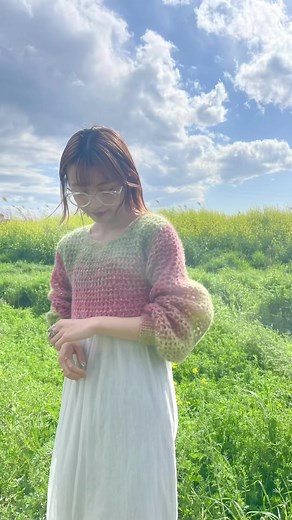 ニット作った🌷カラフルでかわいい♡ #編み物 #かぎ針編み #セーター #ハンドメイド #knitting #crochet