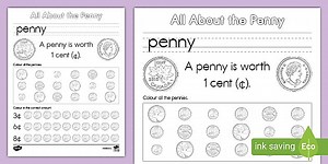 All About the Penny Canadian Money Worksheet