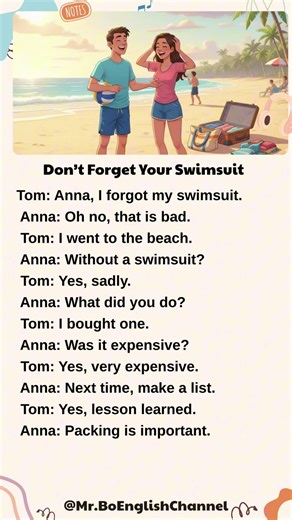 Don’t Forget Your Swimsuit | Learn English in Daily Life!