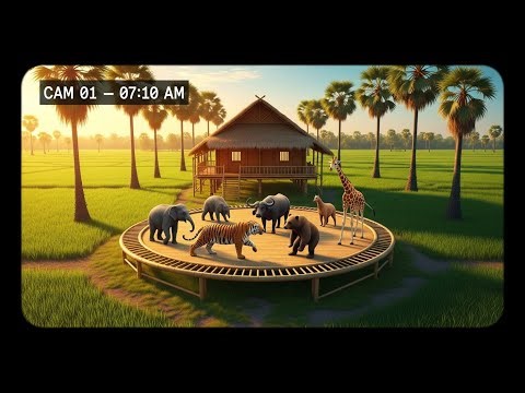 CCTV: When Nature Decides to Play – Animals on Trampoline!