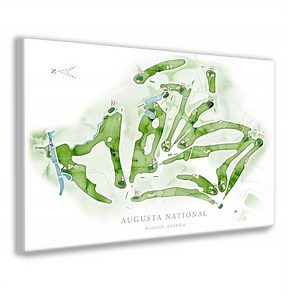 Augusta National Golf Course Map, Watercolor Style Print or Canvas of Georgia Golf Club Layout, GA Golfer Gift, Framed Golfing Office Art - Etsy