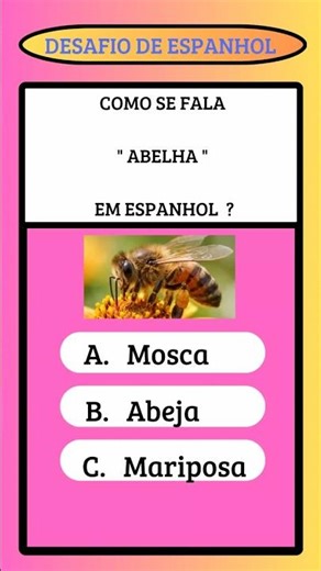Test your Spanish with animal names / 3 questions. 🐝 🦋 🦅 #spanishquiz #languages