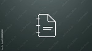 4k animation of document icon. Particles animate symbol in composition and explosion. Two background version: full color and transparent isolated alpha channel.