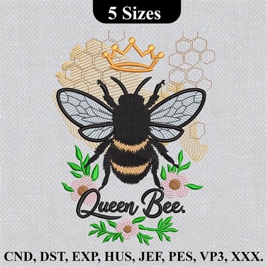 Floral Bee Machine Embroidery Design, Floral Bumblebee Embroidery, Floral Nature Embroidery Pattern, Embroidery Bee Pattern Instant Download - Etsy