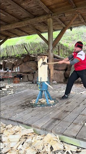 Standing Block Chop Training🔥🪵🪓 #woodchopping #woodworking #wood #training #lumberjack