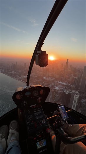 Experience the Chicago Skyline at Sunset from a Helicopter