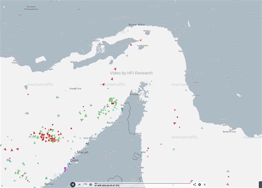🇺🇸🇮🇷 No energy tanker has crossed the Strait of Hormuz since the ceasefire kicked in.Four dry cargo ships made it through carrying grain and metals. That's it.Ceasefire or not, nobody's testing it with oil just yet.