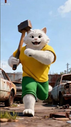 🐱A kitten mocked for playing with a cardboard ambulance, prompting its dad to build a golden one🚗❤️