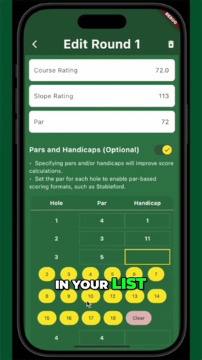 Adding Course Ratings and Hole Handicaps in Birdie Board
