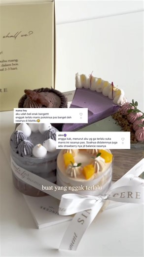 Manisnya pas, ngga bikin enek 🤍 Semua dessert SINCERE dibuat less sugar dari bahan premium, ringan, creamy, dan fresh di setiap bite ✨ Share ke temen yang ngga suka kemanisan dan save buat next dessert time — 📍Order di store atau 🛒 marketplace SINCERE — ready setiap hari! #SINCERElyForYou #Dessert #LessSugar #PremiumDesserts #ElegantSweets