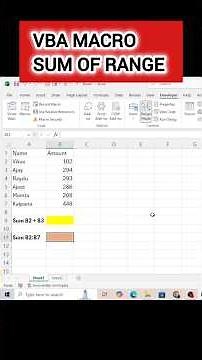 Excel VBA - Sum Function in VBA Code. #shorts #excel