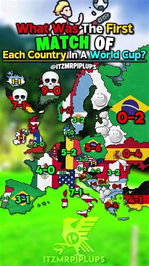 🗺what was the firsr match of each country in a world cup ⚽️🏆 #geography #mapguide #europe #map