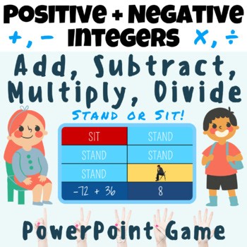 Negative & Positive Number Integers: Add, Subtract, Multiply, Divide PPT GAME