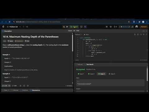 1614 Maximum Nesting Depth of the Parentheses
