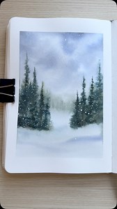 Paint a watercolor winter landscape with me 🌨️ #artist #art #painting #paint #artinspo #artinspiration #watercolor #watercolorpainting #watercolorart #landscapepainting #watercolortutorial #arttutorial | Hannah Pickerill
