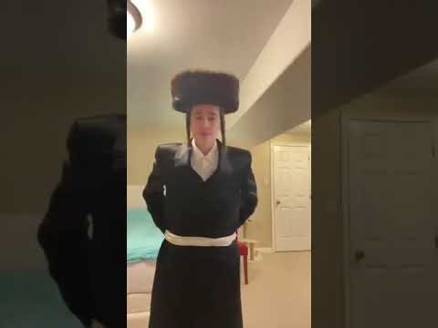 Hasidic man shows his weekend outfit