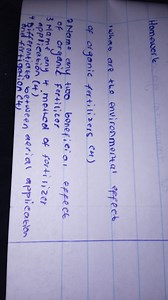 What are the environmental effects of organic fertilizers (4)?... | Filo