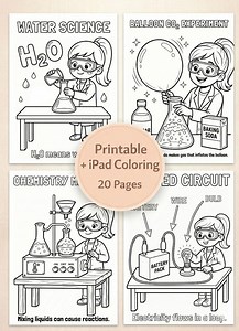 STEM Coloring Pages for Girls | Science Experiments, Robots (printable iPad Coloring) - Etsy Canada