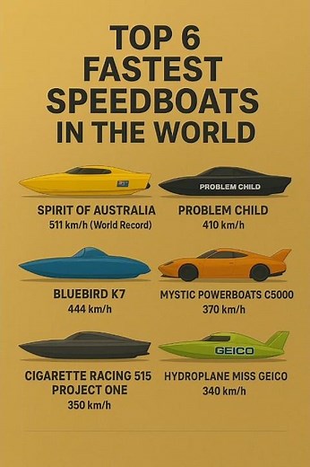 🌊 TOP 6 Fastest Speedboats in the World 🌍 | Unbelievable Water Speed Records! 🚤💨 #automobile
