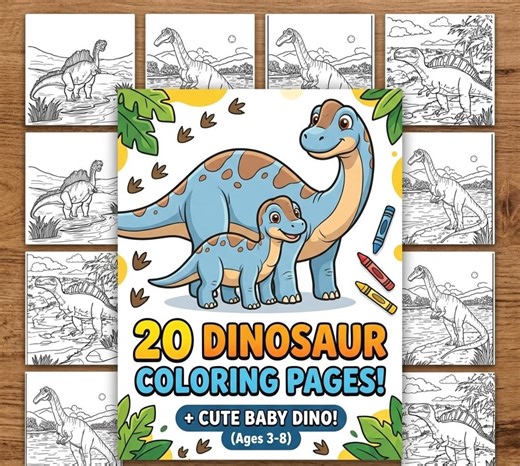 Dinosaur Coloring Page Printable for Kids Cute Baby Dino Coloring Pages Dinosaur Toddler Coloring Pages Fun Dino Activity Sheets - Etsy