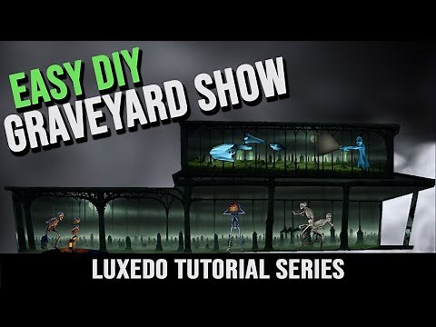 DIY Graveyard Projection Mapping: Custom Facade, AtmosFX, and Luxedo Explained