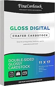 Double-Sided Heavyweight Gloss Digital C2S Cardstock – Perfect for Color Laser Printing, Flyers, Brochures, Photos | 11" x 17" | 80lb Cover | Acid Free, Glossy Coated on Both Sides | 50 Sheets