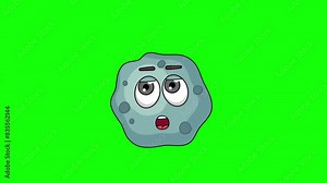 asteroid cartoon facing with rolling eye, emoji emoticon animation