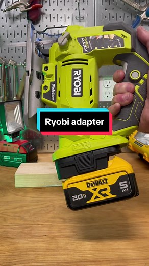 This adapter allows you to run ryobi tools with milwaukee or dewalt batteries. #tools #diy #milwaukee #dewalt