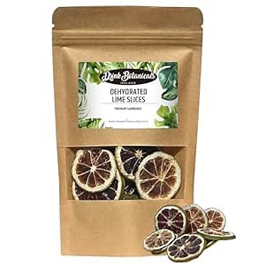 Dried Dehydrated Dried Lime Slices Wheels | 45+ Slices | 100% Natural | Dry Lime for Garnishing Cocktails, Cooking, Baking, Wreaths Drinks | Citrus Dried Fruit | 40 Grams, 1.4 Oz | Drink Botanicals