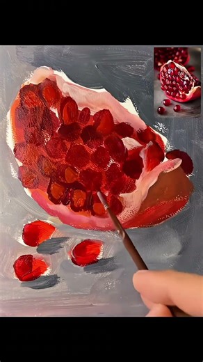 来自秋天的浪漫，愿大家“石”全十美，“榴”六大顺#画画过程 #绘画过程分享 #绘画教程 #手绘视频 #每日一画